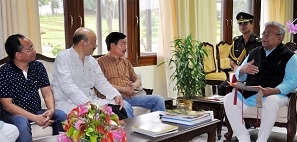 The Governor of Arunachal Pradesh Shri. P B  Acharya  with BJP members at Raj Bhavan on 29th April2017.